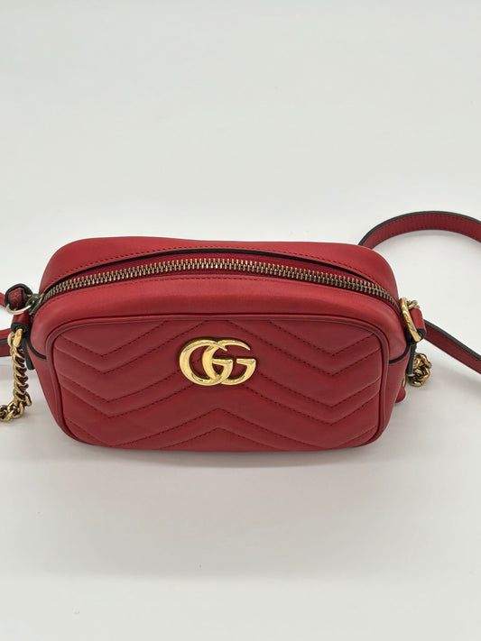 Gucci GG Marmont Matelasse Mini Camera Bag Red